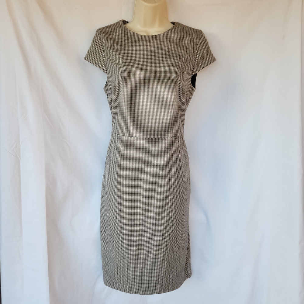 H&M Houndstooth Mini Lined Sheath Dress | Tailored French Chic | Versitile Small - Picture 2 of 11